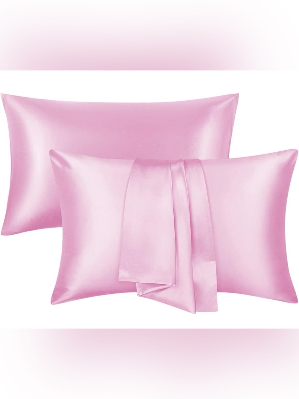 Set of 2 Silk-Like Pillowcases - Light Pink Feels like Satin - 3 in this color